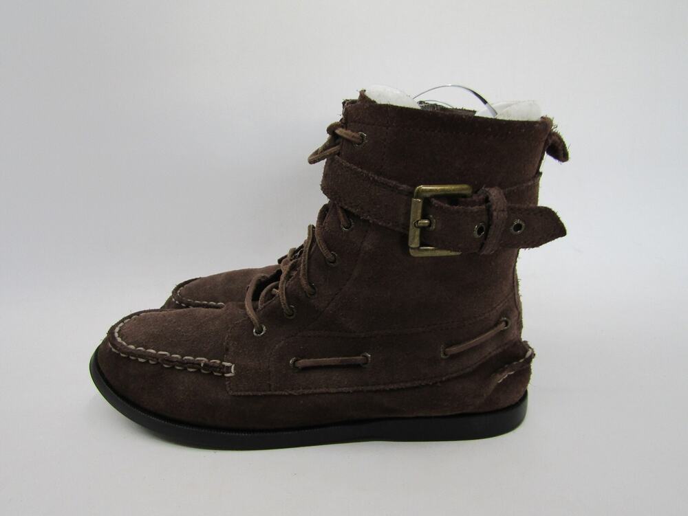 Sperry Top Sider Womens Sz 7 M Brown Suede Laces Zip Ankle Fashion Boots Bootie